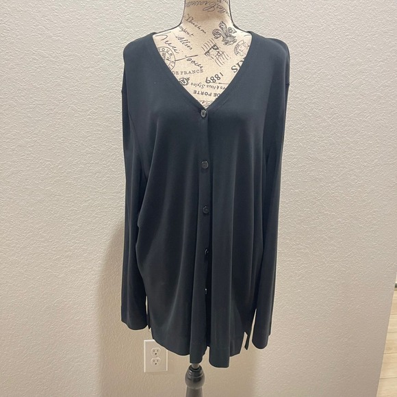 Josephine Chaus Studio Sweaters - Josephine Chaus Studio Black Cardigan V Neck Long Sleeve Women XL Classic casual